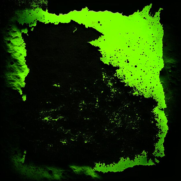 Vecchia struttura di carta nera e sfondo verde giallo neon