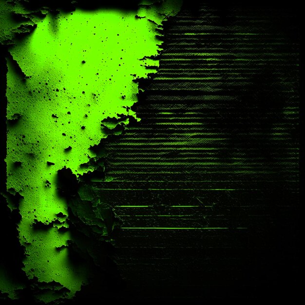 Vecchia struttura di carta nera e sfondo verde giallo neon