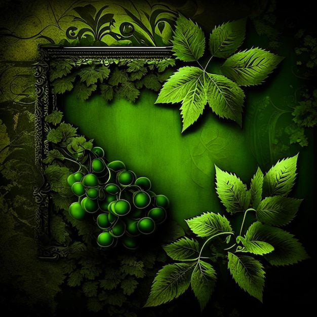 Vecchia struttura di carta sfondo nero e verde dell'uva
