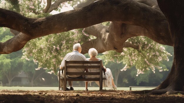 Vecchie persone che invecchiano sulla panchina del parco