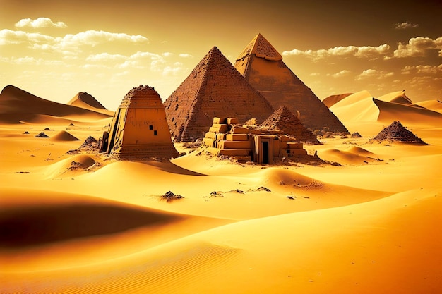 Vecchie piramidi egiziane perse nei sabbiosi deserti africani