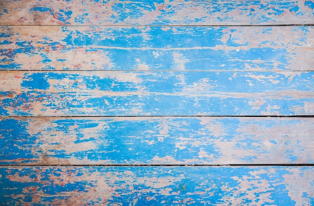 Vecchie plance di legno verniciate blu e beige dell'annata. Trama di sfondo rustico.