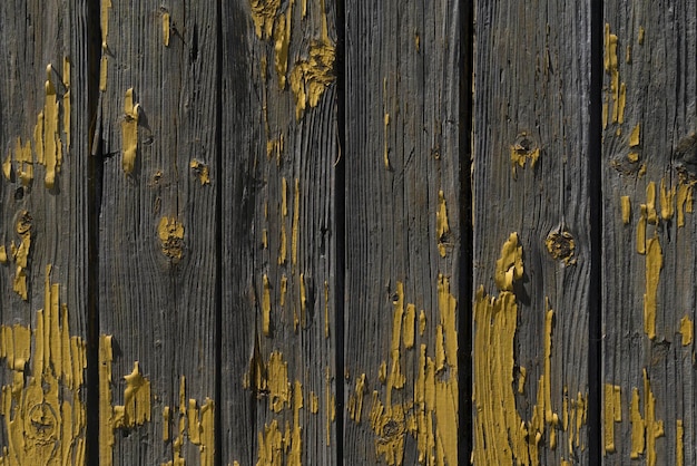 Vecchie porte in legno con texture di vernice gialla incrinata Sfondo
