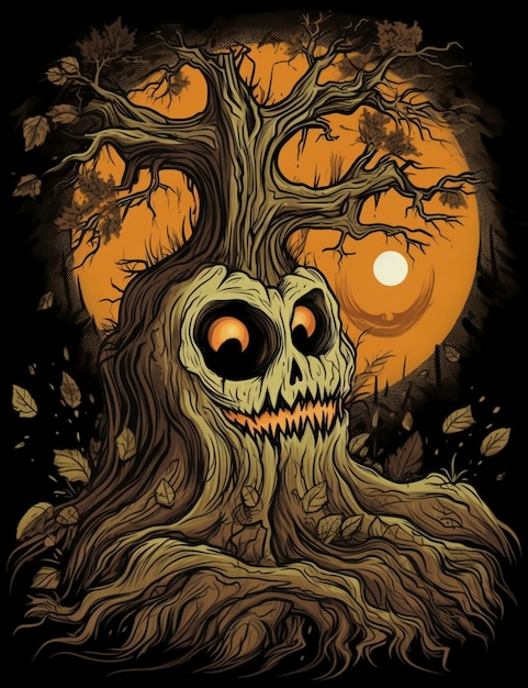 Vecchio albero mostro Fantasy Art AI generato