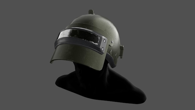 Vecchio casco militare isolato su bianco rendering 3d