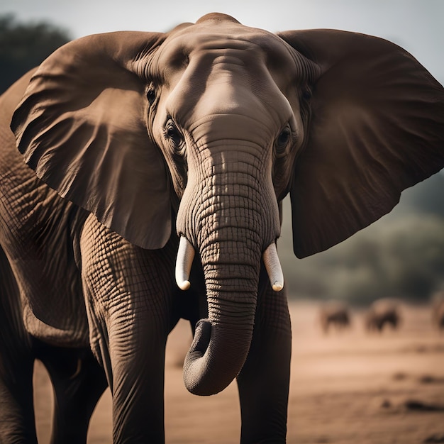Vecchio elefante africano a piedi