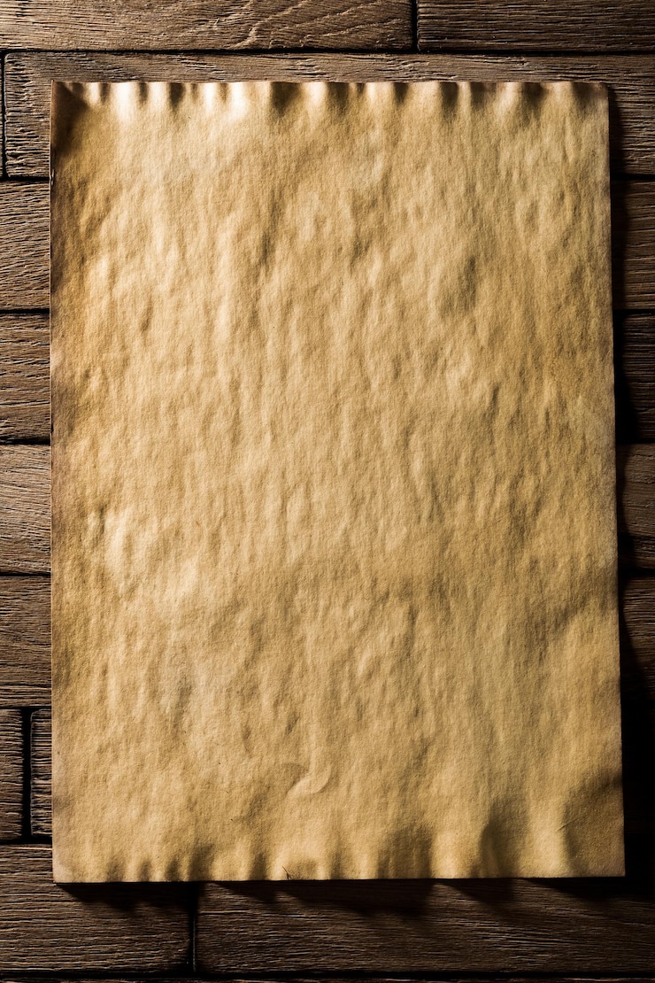 Foto vecchio foglio di carta su tavole di legno marroni