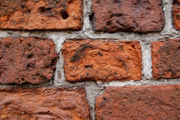 Vecchio fondo del muro di mattoni rossi. Macro. avvicinamento