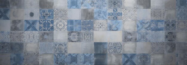 Vecchio grigio blu vintage shabby patchwork motivo piastrelle pietra mosaico muro texture sfondo