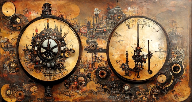 Vecchio meccanismo steampunk dell'orologio