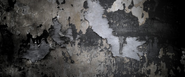 Vecchio muro con vernice scrostata su una superficie di cemento