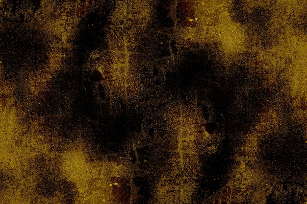 Vecchio muro di cemento di colore giallo scuro con texture grunge astratto con macchie nere per lo sfondo