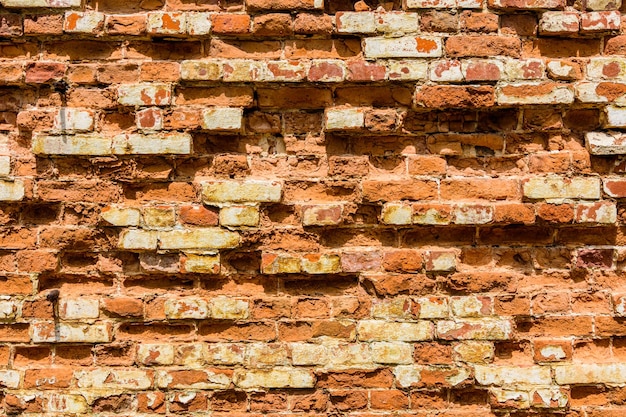 Vecchio muro di mattoni rossi per lo sfondo