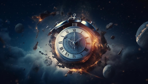 vecchio orologio nello spazio