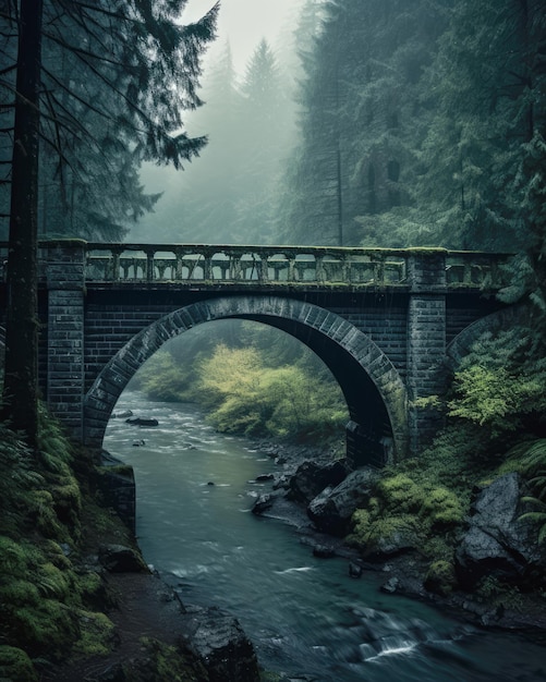 Vecchio ponte in una zona forestale