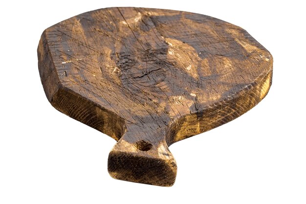 Vecchio rustico Driftwood dettaglio, vintage, cucina, tagliere di legno isolato su sfondo bianco