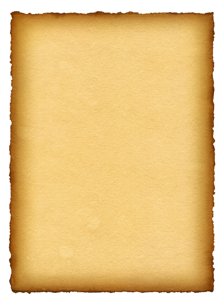 Foto vecchio sfondo di carta pergamena di consistenza carta da parati vintage isolato su bianco
