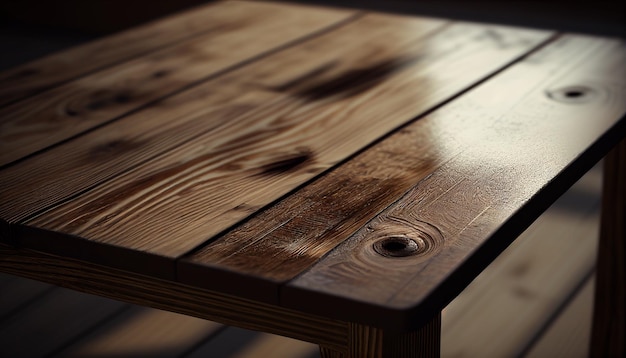 Vecchio tavolo in legno scuro realizzato con assi Generative AI