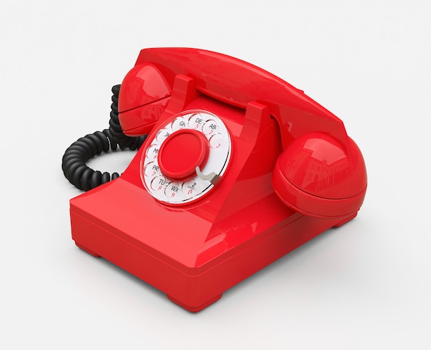 Vecchio telefono con quadrante rosso