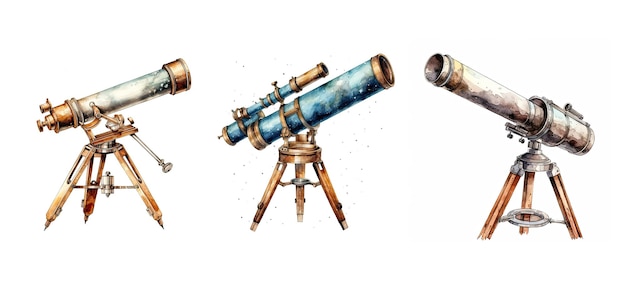 Vecchio telescopio vintage scope ai generato acquerello