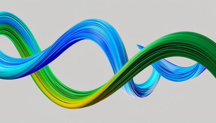 Foto vector 3d paint curl abstract spiral brush stroke flowing ribbon shape digital liquid ink (inchiostro liquido digitale)