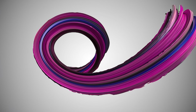 Vector 3D Paint Curl Abstract Tratto di pennello a spirale che scorre a forma di nastro Inchiostro liquido digitale