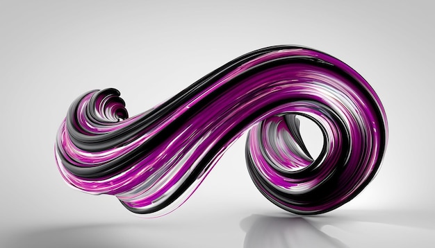 Vector 3D Paint Curl Abstract Tratto di pennello a spirale che scorre a forma di nastro Inchiostro liquido digitale