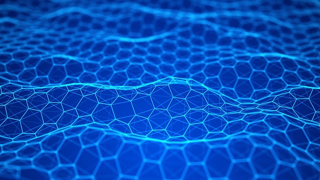 Vector abstract futuristic background Big data visualization Dynamic wave of particles