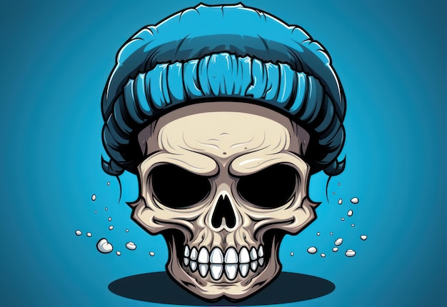 vector_cute_skull_caps_cartone animato_illustrazione