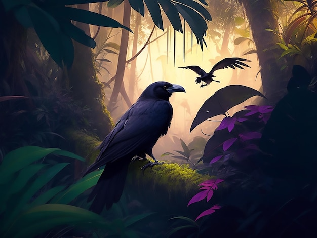 vector_Exploring_the_Adaptability_of_the_Jungle_crow_01