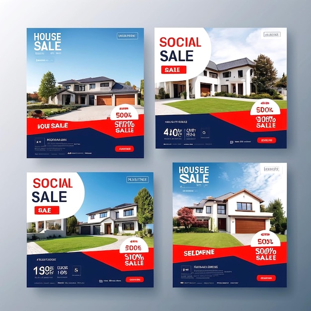 Vector House Sale Banner di copertina sui social media e banner pubblicitari e vendita di case su Instagram