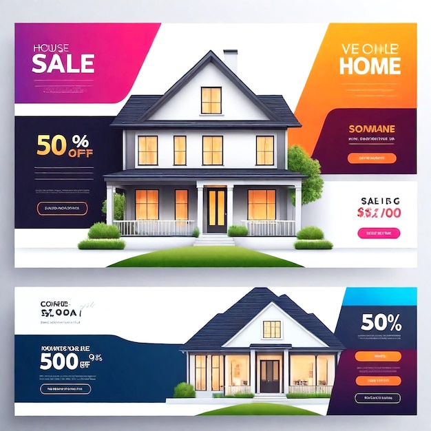 Vector House Sale Banner di copertina sui social media e banner pubblicitari e vendita di case su Instagram