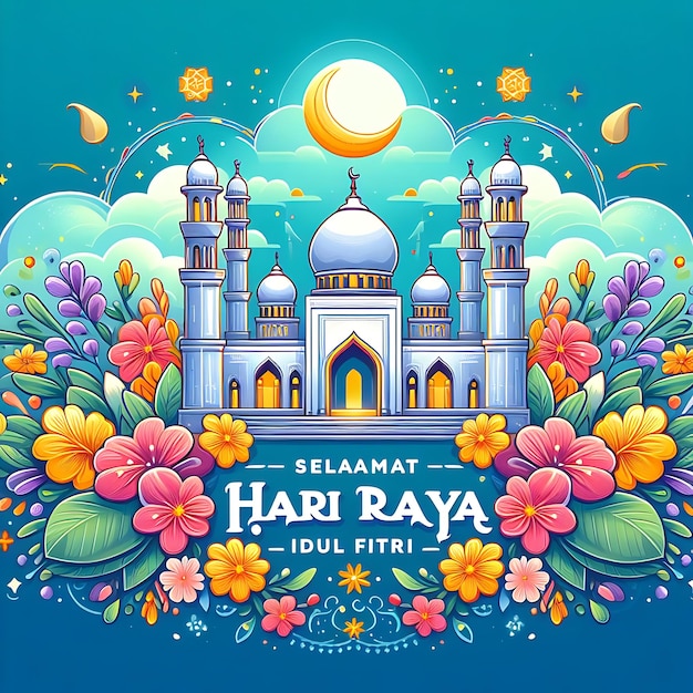 vector idul fitri un poster per una moschea che