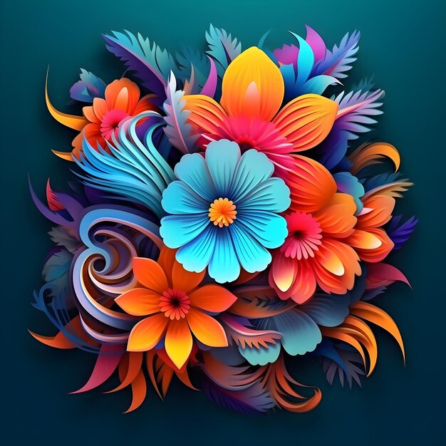 vector summer floralslots di colori composizione epica lucentezza metallica