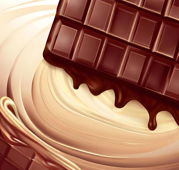 Vector Wafer E Cioccolato Che Scorre Sfondo Vettoriale Texture Dolce Glassa Morbida 1