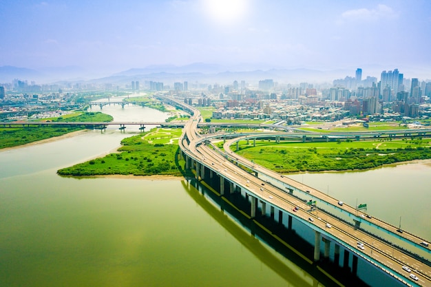 Veduta aerea bellissima autostrada