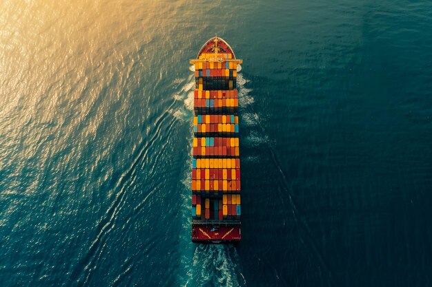 Veduta aerea carico di container trasporto marittimo trasporto di merci per nave da container trasporto di merci commerciale commerciale commerciale logistico trasporto di merci di container