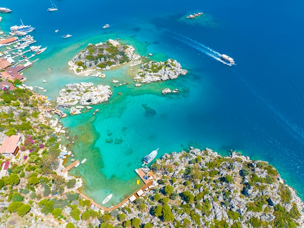 Veduta aerea con drone. Kalekoy - Simena - Kekova - Turchia.