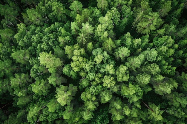 Veduta aerea dall'alto degli alberi verdi estivi nell'immagine della foresta