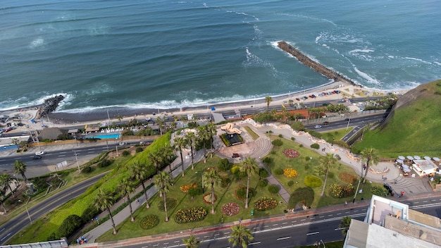 Veduta aerea del distretto di Miraflores a Lima in Perù