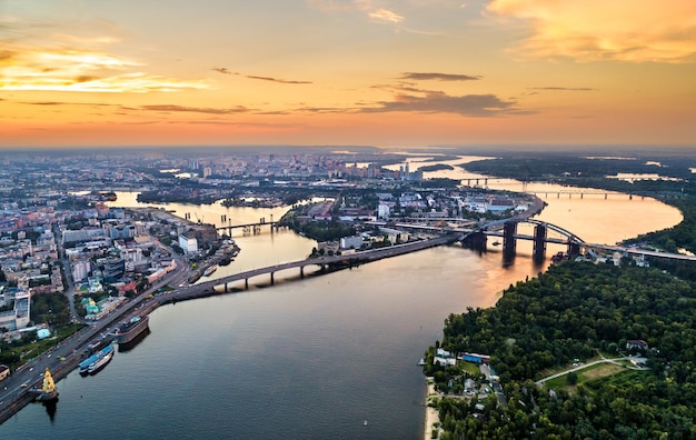 Veduta aerea del dnepr a kiev ucraina