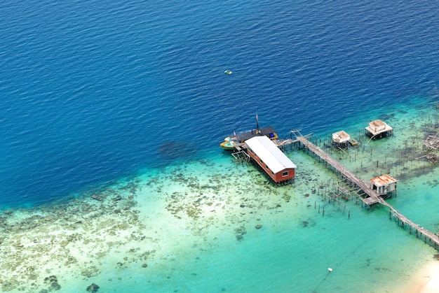 Veduta aerea del molo Bohey Dulang a Semporna Sabah Malaysia