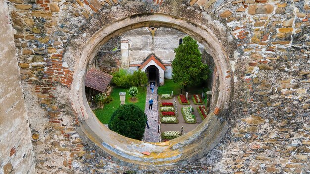 Veduta aerea del monastero di C?a in Romania