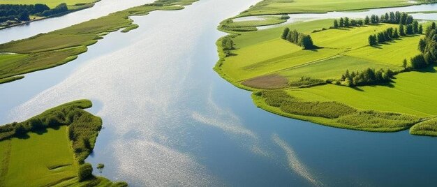 Veduta aerea del paesaggio storico dell'acqua olandese a giugno