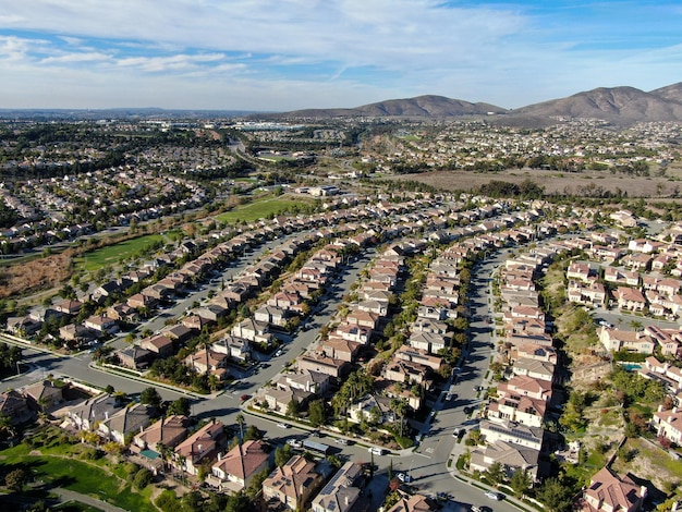 Veduta aerea del quartiere borghese con identica suddivisione residenziale, San Diego