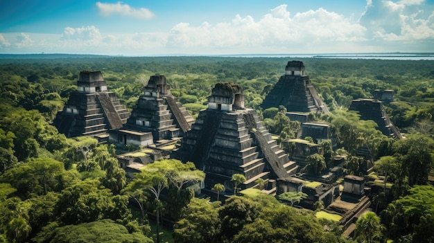 Veduta aerea del sito archeologico di Tikal Guatemala