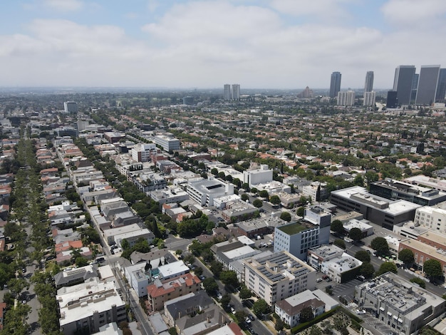 Veduta aerea della città di Beverly Hills nella contea di Los Angeles in California, sede di molte star di Hollywood