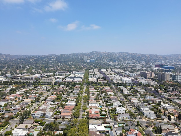 Veduta aerea della città di Beverly Hills nella contea di Los Angeles in California, sede di molte star di Hollywood