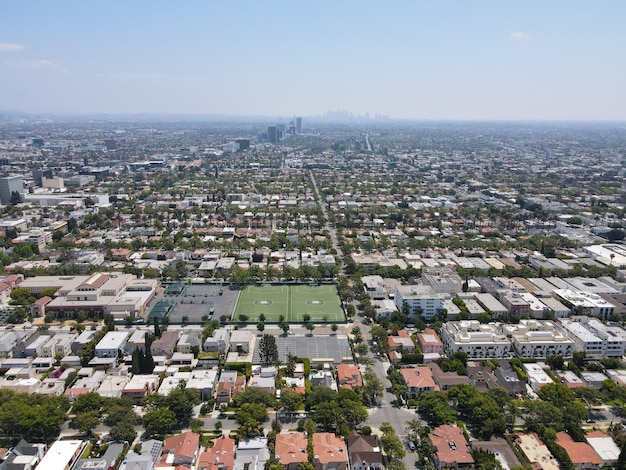 Veduta aerea della città di Beverly Hills nella contea di Los Angeles in California, sede di molte star di Hollywood
