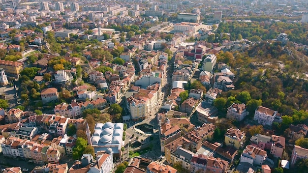 Veduta aerea della città di Plovdiv in Bulgaria